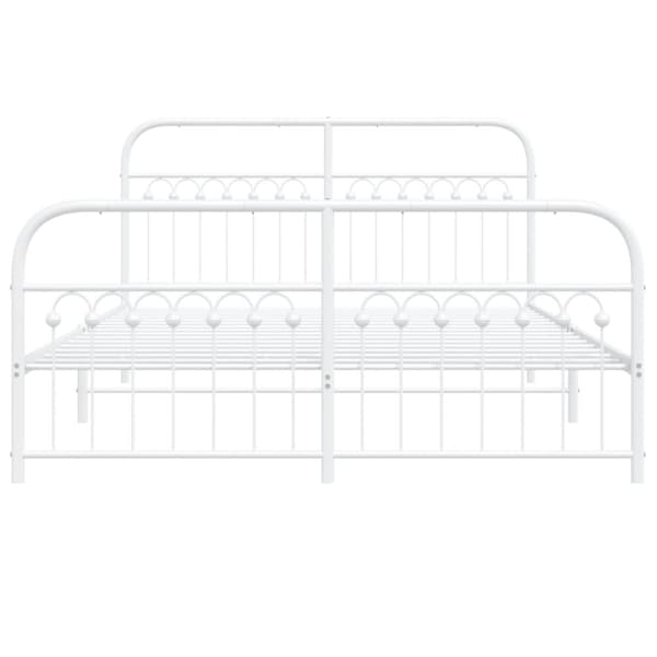 vidaXL Sengeramme i metall med hode- og fotgavl hvit 150x200 cm