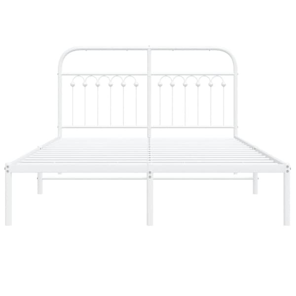 vidaXL Sengeramme i metall med hodegavl hvit 135x190 cm