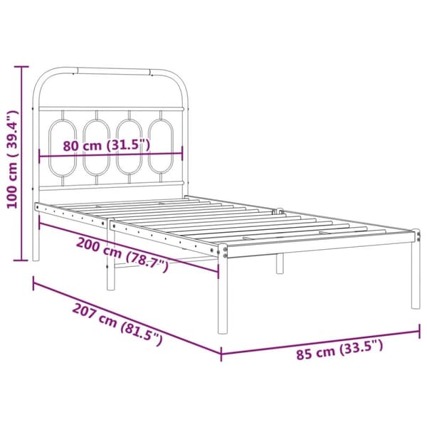 vidaXL sengeramme med sengegavl 80x200 cm metal hvid