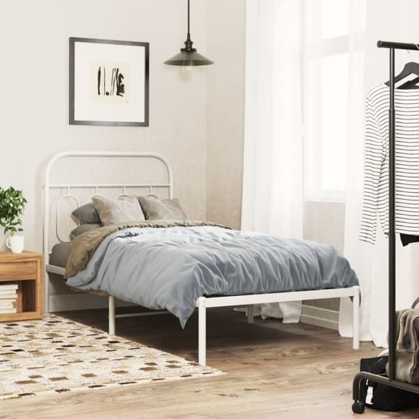 vidaXL sengeramme med sengegavl 80x200 cm metal hvid