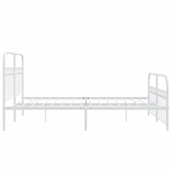 vidaXL sengeramme med sengegavl og fodgærde 150x200 cm metal hvid