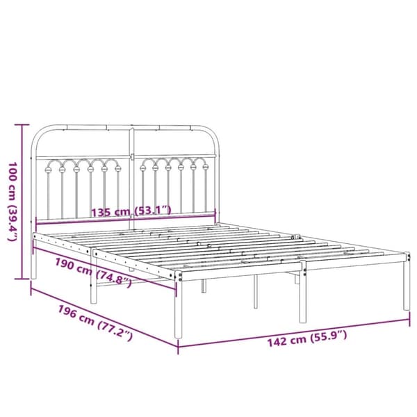 vidaXL sengeramme med sengegavl 135x190 cm metal hvid