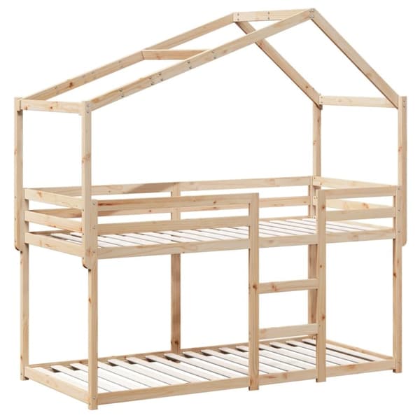 vidaXL Våningssäng med tak 90x190 cm massiv furu