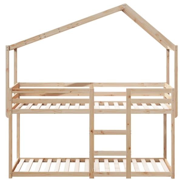 vidaXL Våningssäng med tak 90x190 cm massiv furu