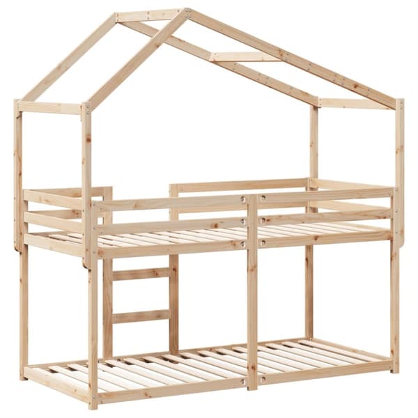 vidaXL Våningssäng med tak 90x190 cm massiv furu