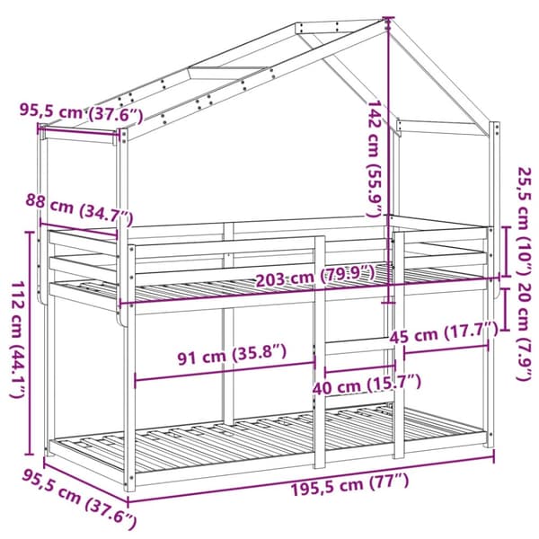 vidaXL køjeseng med tag 90x190 cm massivt fyrretræ gyldenbrun