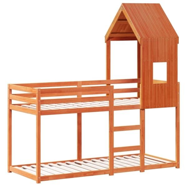vidaXL Barneseng med tak voksbrun 80x200 cm heltre furu
