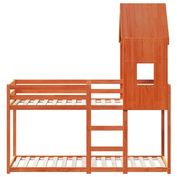 vidaXL Barneseng med tak voksbrun 80x200 cm heltre furu