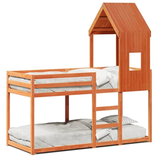 vidaXL Barneseng med tak voksbrun 80x200 cm heltre furu