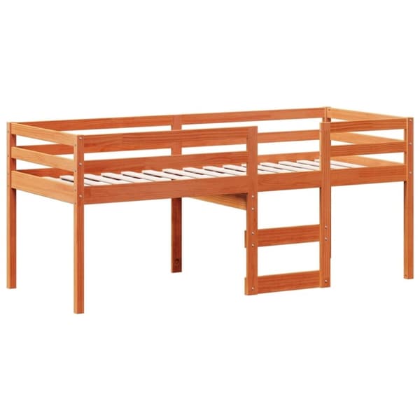 vidaXL Høyseng med tak voksbrun 80x200 cm heltre furu