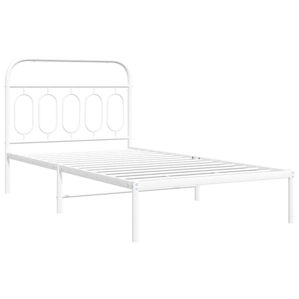 vidaXL Sengeramme i metall med hodegavl hvit 107x203 cm