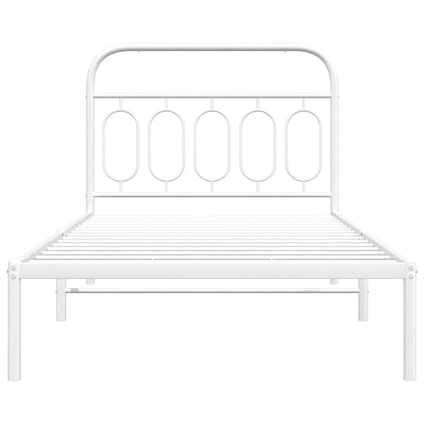 vidaXL Sengeramme i metall med hodegavl hvit 107x203 cm