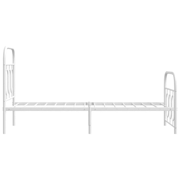 vidaXL Sengeramme i metall med hode- og fotgavl hvit 75x190 cm