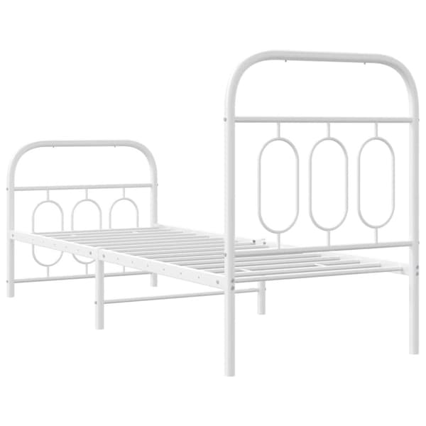 vidaXL Sengeramme i metall med hode- og fotgavl hvit 75x190 cm