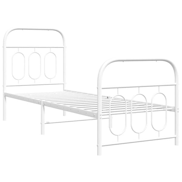 vidaXL Sengeramme i metall med hode- og fotgavl hvit 75x190 cm