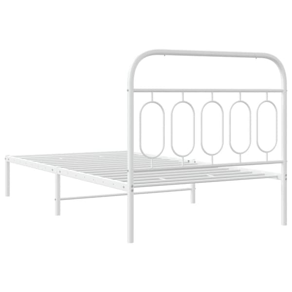 vidaXL Sengeramme i metall med hodegavl hvit 100x190 cm