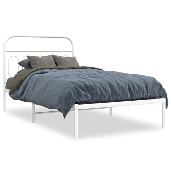vidaXL Sengeramme i metall med hodegavl hvit 100x190 cm