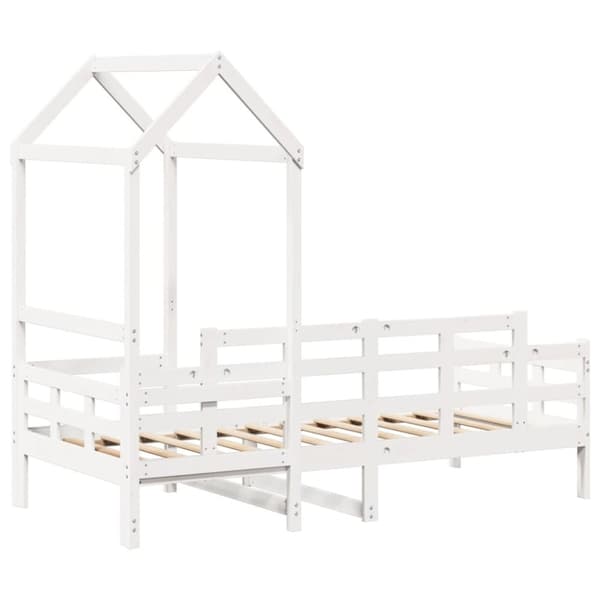 vidaXL daybed med tag 80x200 cm massivt fyrretræ hvid