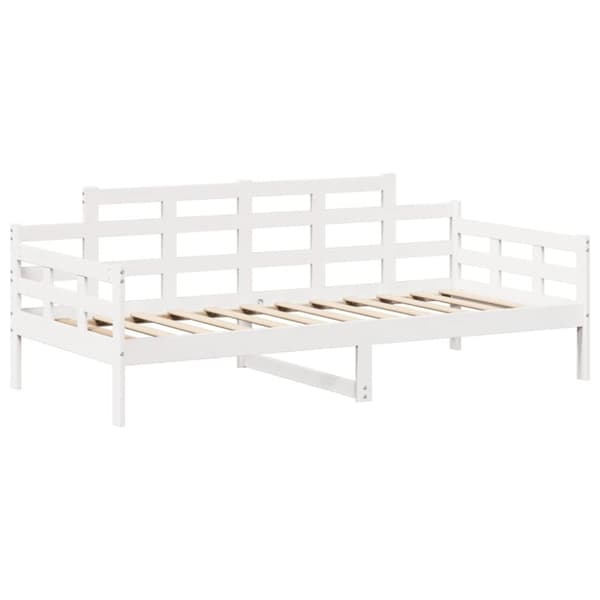 vidaXL daybed med tag 90x200 cm massivt fyrretræ hvid