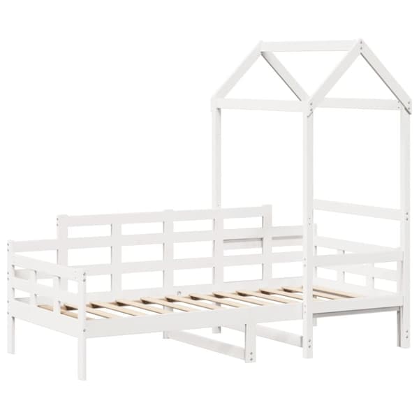 vidaXL daybed med tag 90x200 cm massivt fyrretræ hvid