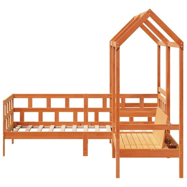vidaXL Sohvasänkysarja katolla vahanruskea 90x190 cm täysi mänty