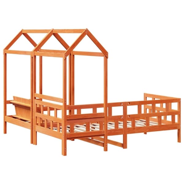vidaXL Dagseng med tak voksbrun 90x190 cm heltre furu