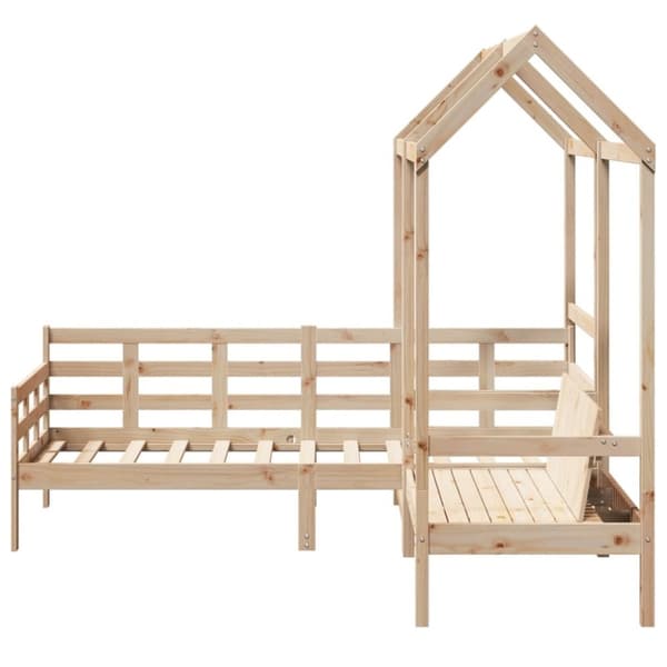 vidaXL Sett med dagseng og benk med tak 90x190 cm heltre furu