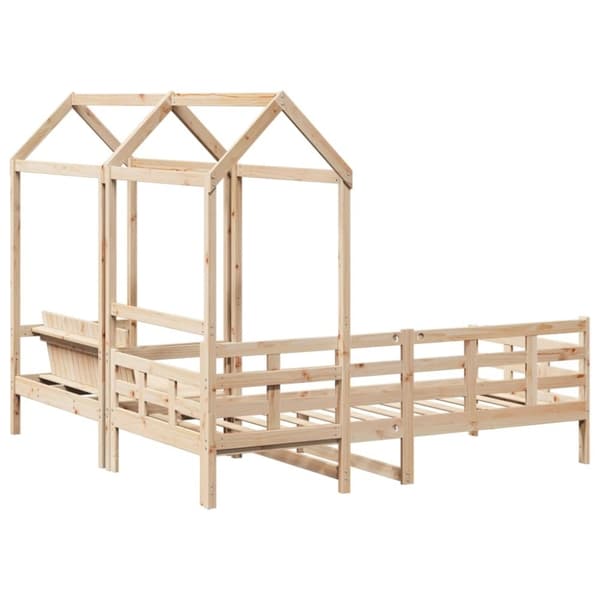 vidaXL Sett med dagseng og benk med tak 90x190 cm heltre furu