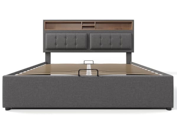140x200cm Linned sovesofa med USB-port - Justerbart hovedgærde og elastisk bund - Grå