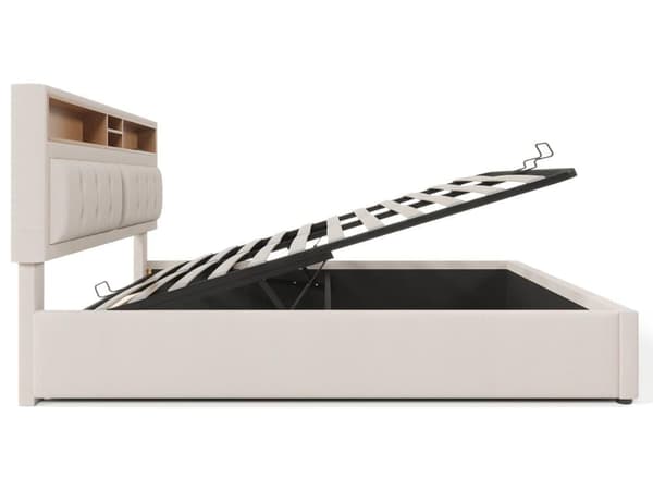140x200cm liinavaatteet vuodesohva USB-portilla - säädettävä pääty ja joustava pohja - beige