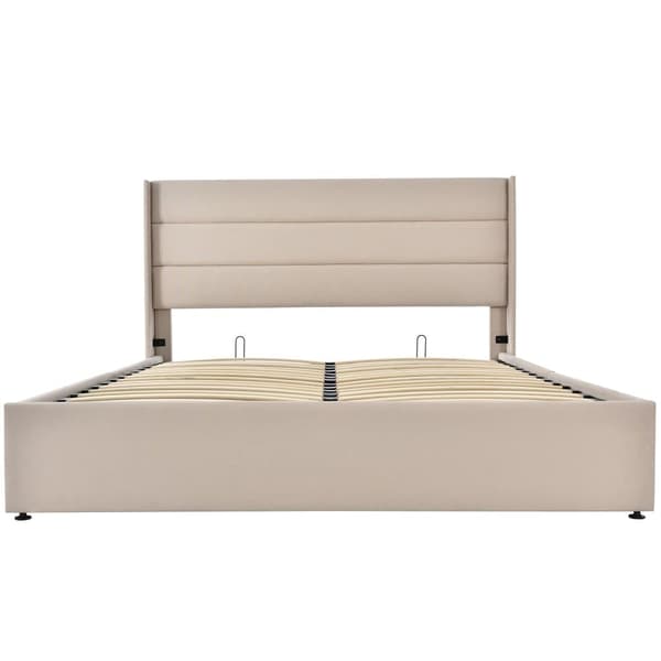 Boksseng 160x200cm i hør med bundplade - Beige