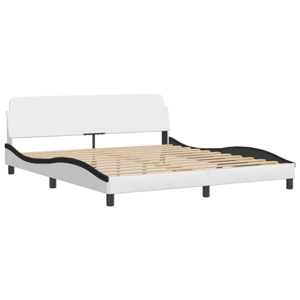 vidaXL seng med madras 180x200 cm kunstlæder hvid og sort