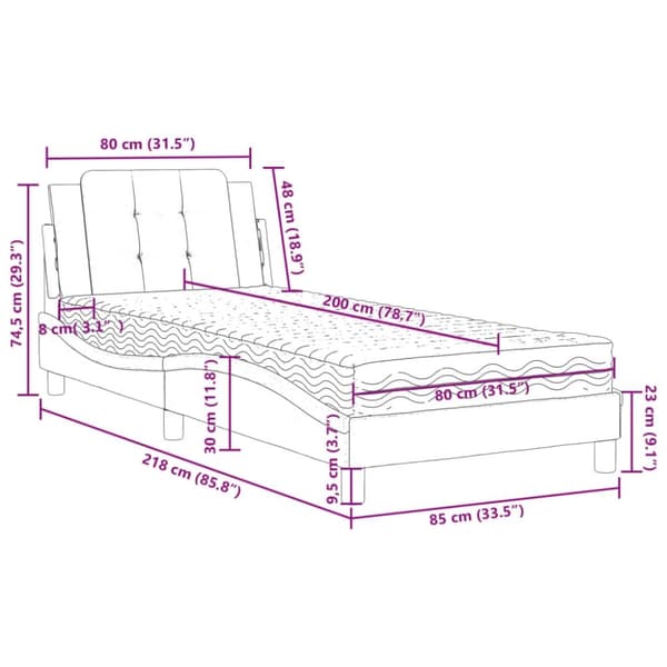 vidaXL seng med madras 80x200 cm kunstlæder sort og hvid