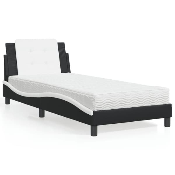 vidaXL seng med madras 80x200 cm kunstlæder sort og hvid
