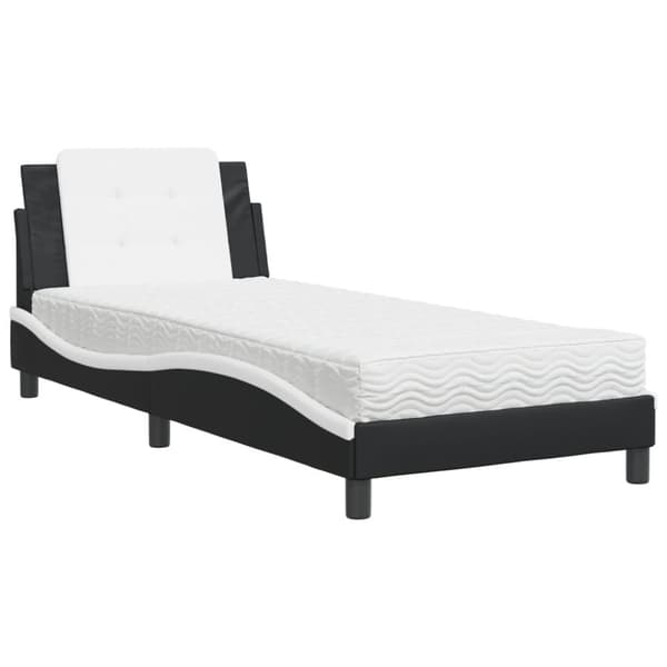 vidaXL seng med madras 80x200 cm kunstlæder sort og hvid