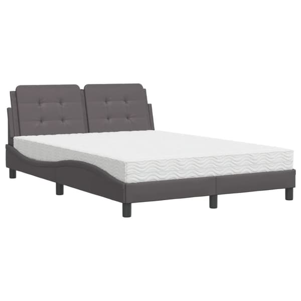 vidaXL seng med madras 120x200 cm kunstlæder grå