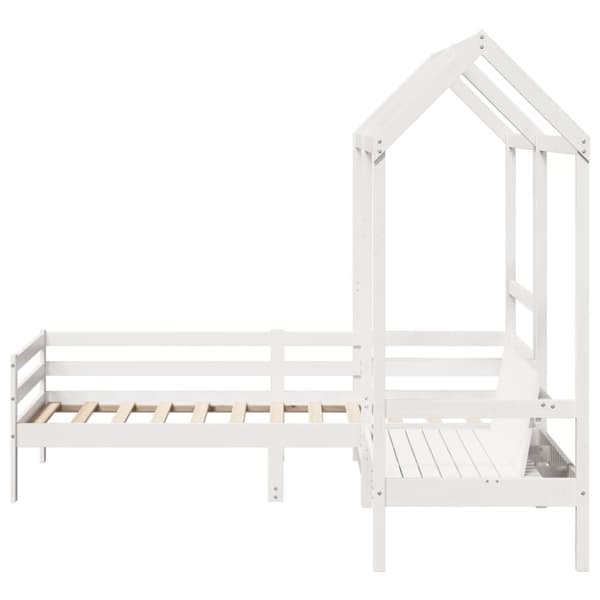 vidaXL husseng med bænk 90x200 cm massivt fyrretræ hvid