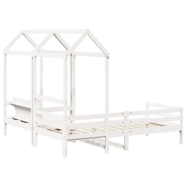 vidaXL husseng med bænk 90x200 cm massivt fyrretræ hvid