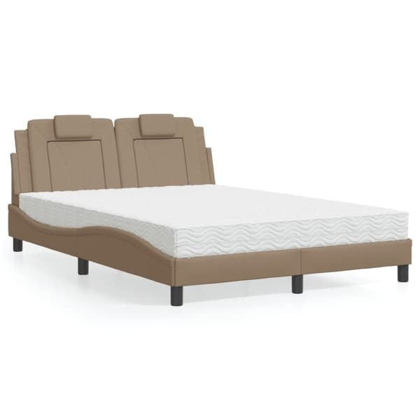 vidaXL seng 140x190 cm kunstlæder cappuccinofarvet