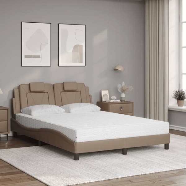 vidaXL seng 140x190 cm kunstlæder cappuccinofarvet