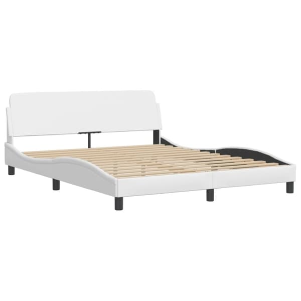 vidaXL seng med madras 160x200 cm kunstlæder hvid