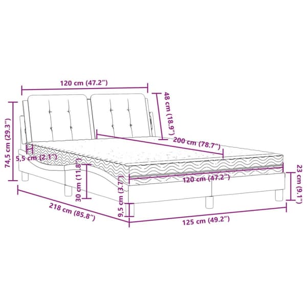 vidaXL seng 120x200 cm kunstlæder cappuccinofarvet
