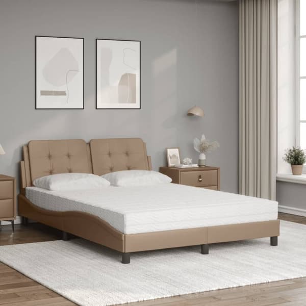 vidaXL seng 120x200 cm kunstlæder cappuccinofarvet
