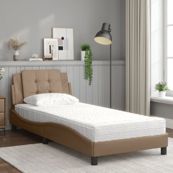 vidaXL seng 90x190 cm kunstlæder cappuccinofarvet
