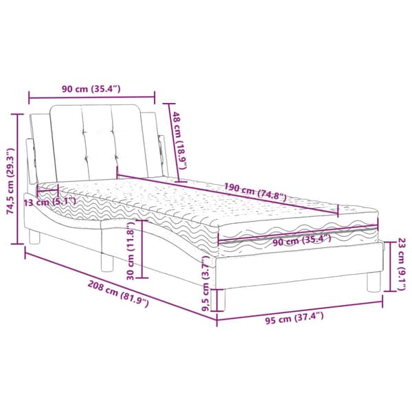vidaXL seng 90x190 cm kunstlæder cappuccinofarvet