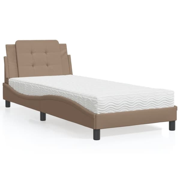 vidaXL seng 90x190 cm kunstlæder cappuccinofarvet