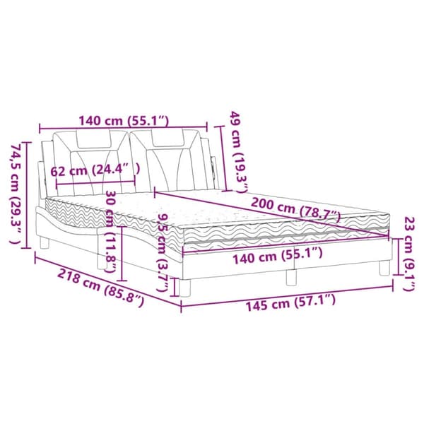 vidaXL seng 140x200 cm kunstlæder cappuccinofarvet