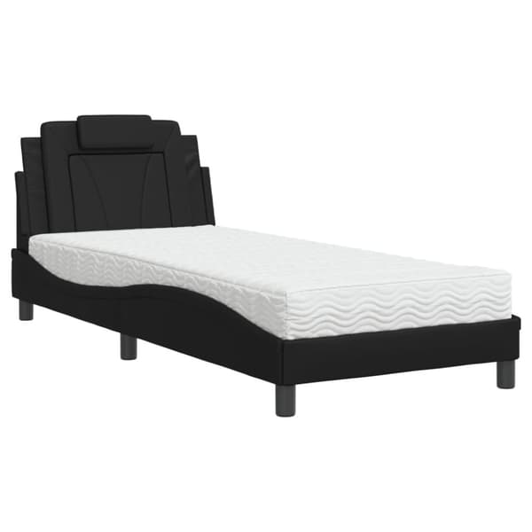 vidaXL seng med madras 90x190 cm kunstlæder sort