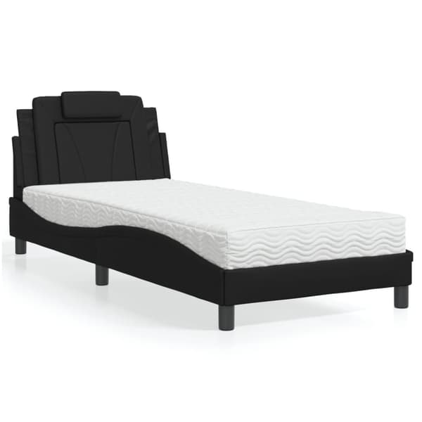 vidaXL seng med madras 90x190 cm kunstlæder sort