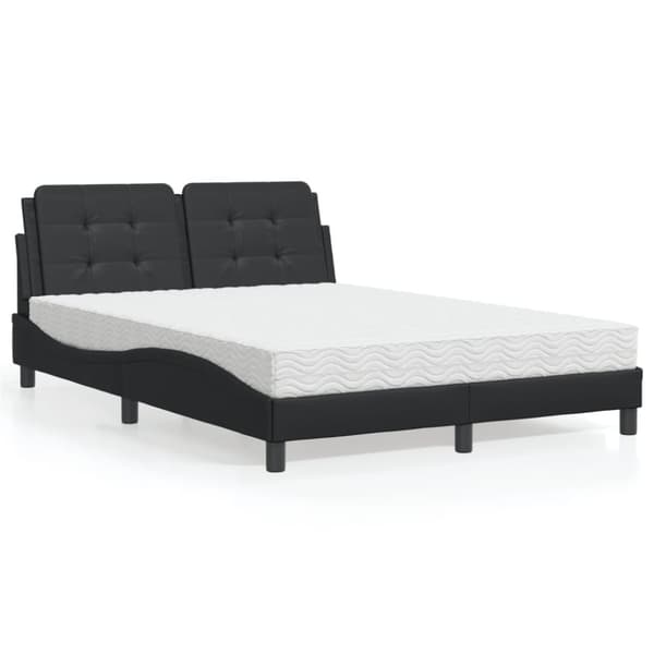 vidaXL seng med madras 140x190 cm kunstlæder sort